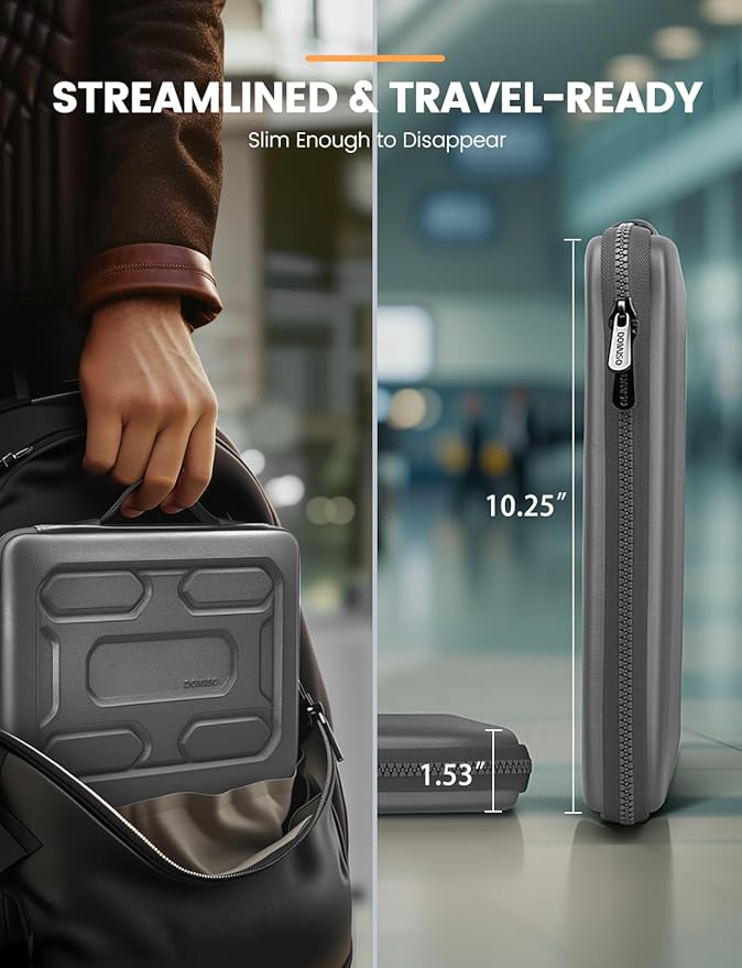 DOMISO 13.3 inch Laptop Sleeve with Handle Shockproof Computer Bag Waterproof EVA Protective Carrying Case for 13-13.3 inch Notebooks/13 MacBook Air/MacBook Pro Retina/Dell XPS 13/HP, Dark Grey