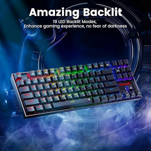 Redragon Wireless Gaming Keyboard, BT/2.4Ghz Tri-Mode Mechanical Keyboard, buit-in Battery, Programmable 87 Keys TKL, LED Rainbow Backlit - K552-KRS