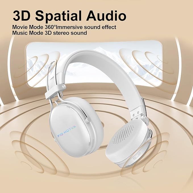 Wireless Bluetooth On-Ear Headphones, Active Noise Cancelling, Hi-Res Sound, 55H Playtime, Foldable Design, Lightweight and Comfortable, Multipoint Connection, for Home Office Travel, White