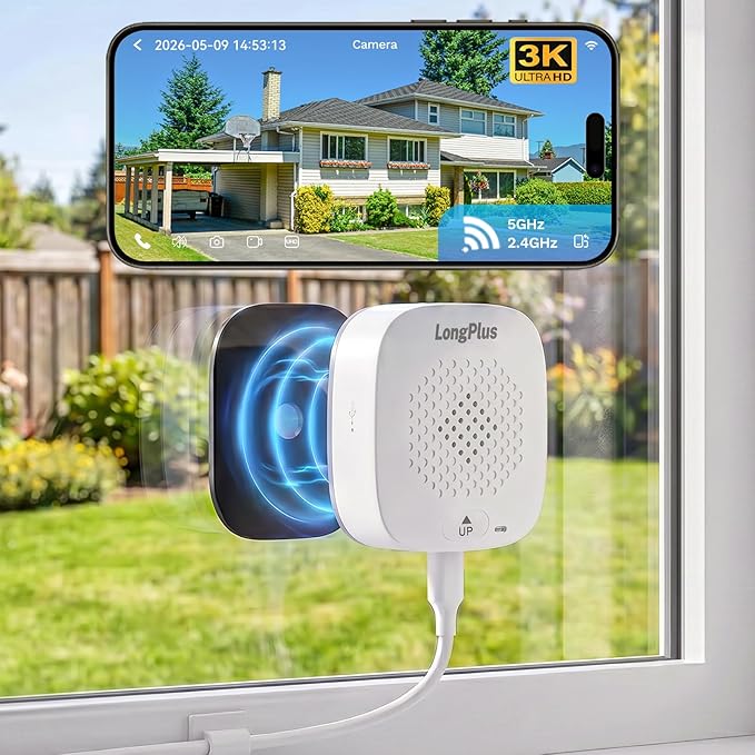 LongPlus 5MP 3K Window Camera with Night Vision, 5G & 2.4GHz WiFi Window Cameras for Home Security, Safeview Camera with AI Person & Motion Detection, 24/7 Recording, Easy Quick Install, 2-Way Audio
