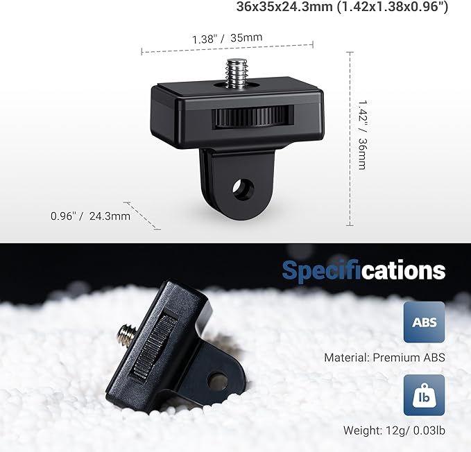2-Pack Action Camera Mount Screw Tripod Adapter,1/4"-20 Adapter Screw Camera Mount for Insta360 X4 X3 Osmo Pocket 3 XT-50 EOS T7 DSLR Microphone Flash LED Light Selfie Stick Monopod for Vlogging Vedio
