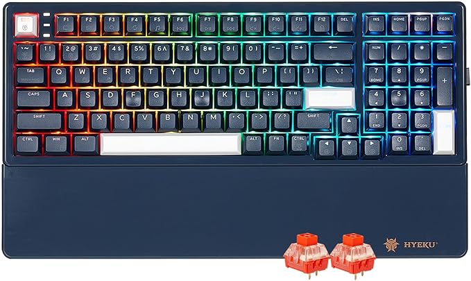 Hexgears Wireless Mechanical Keyboard with Wrist Rest,Tri-Mode BT5.0/2.4GHz/USB-C Hot Swappable Custom Keyboard,Pre-lubed Linear Switches,RGB Backlit Computer Gaming Keyboards for PC/Tablet/PS/Xbox