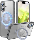Chicfun 3-in-1 [Magnetic+Kickstand+Ring Holder] for iPhone 16 Plus Case with Stand Ring Holder， Compatible with MagSafe, Military Shockproof Kickstand Phone Case iPhone 16 Plus Cover Grey