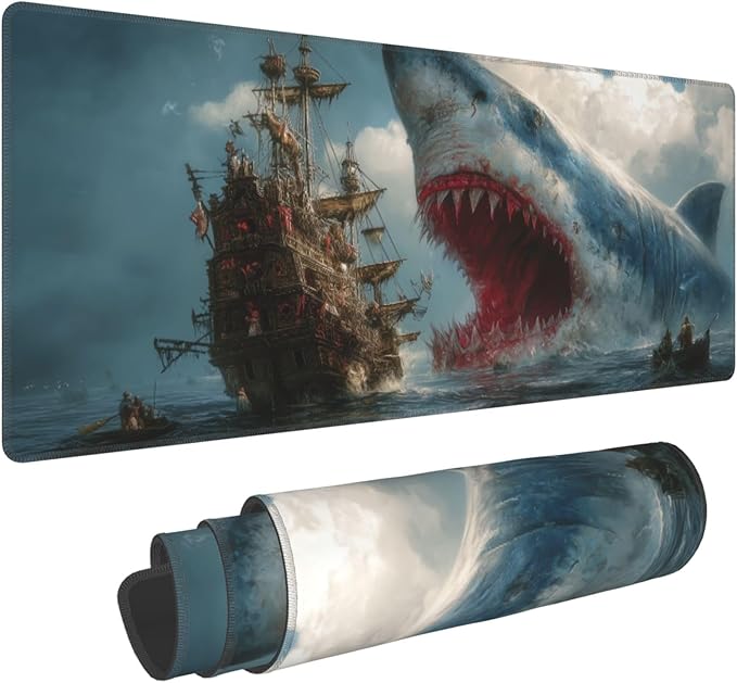Fish Mouse Pad Extended Large Gaming Mouse Pad XL Stitched Edges for Gamer Home Office 31.5 X 11.8 Inch