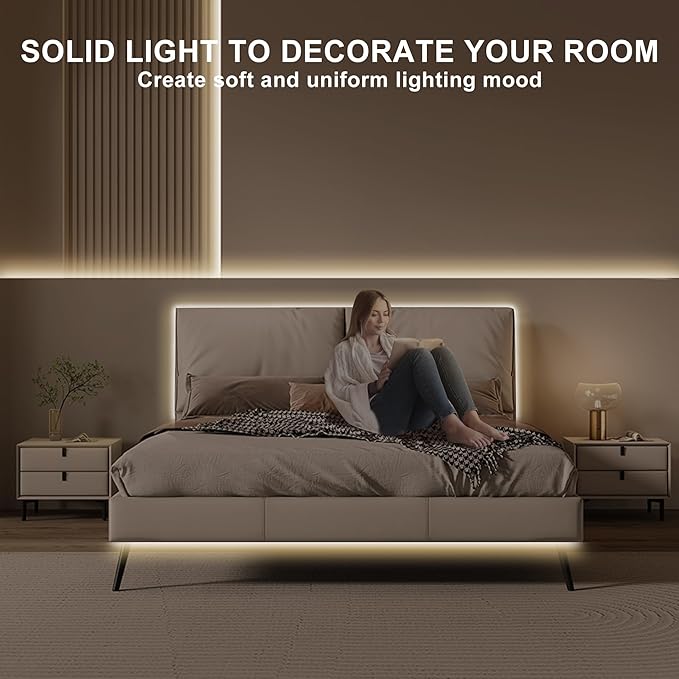 32.8ft COB Led Strip Light with Remote, 3000K Ra93+ Dimmable Bright Warm White Led COB Strip Light, White Continuous Led Strip Light for Mirror, Stair, Cabinet, Room