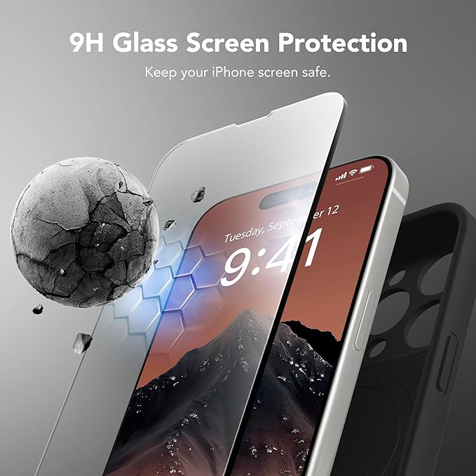 Magnetic for iPhone 13 Pro Case, Compatible with MagSafe, [Full Camera Protection][Screen Protector] Silicone Shockproof Protective Phone Case for iPhone 13 Pro 6.1", Black