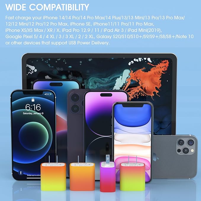 4Pack USB C Charger Block 20W, iGENJUN for Phone Fast Charger Wall Charger with PD 3.0, Compact Type C Power Adapter for Phone 17/16/15, Galaxy, Pixel, AirPods Pro