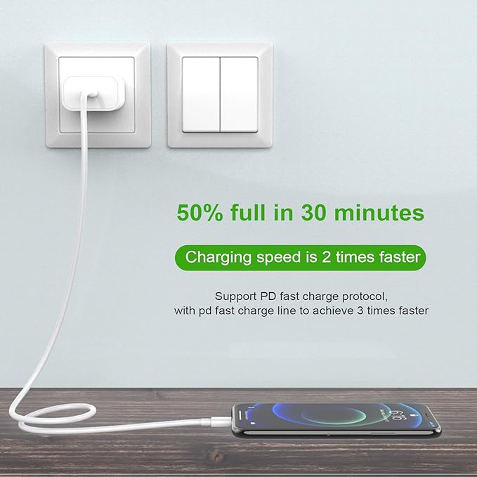 20W USB-C Wall Charger Apple MFi Certified, Fast Charger Block for Phone 17/16/15/14/13 Pro Max/XS/XR/X/8, iPad Pro/Air, Compact Power Adapter, Safe and Reliable