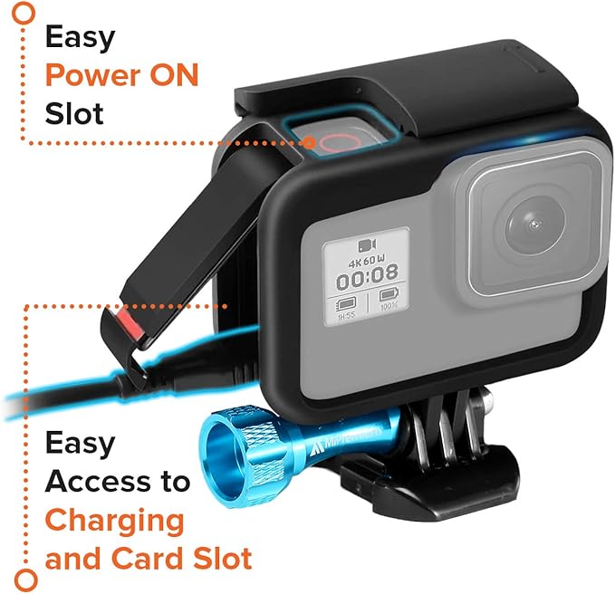MiPremium Housing Frame Case for GoPro Hero 8 Black. Protective Shell Cage Mount Accessories Kit with Aluminium Screw & Quick Release Removable Buckle Socket Accessory for Hero8 (2018) Action Camera