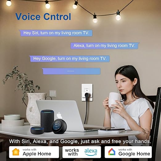 Matter Smart Plug Mini 15A, Support Apple HomeKit, Siri, Alexa, Google, SmartThings, App & Voice Control, Schedule & Timer, Super Easy Setup, 2.4G Wi-Fi Only, ETL&FCC, 4-Pack