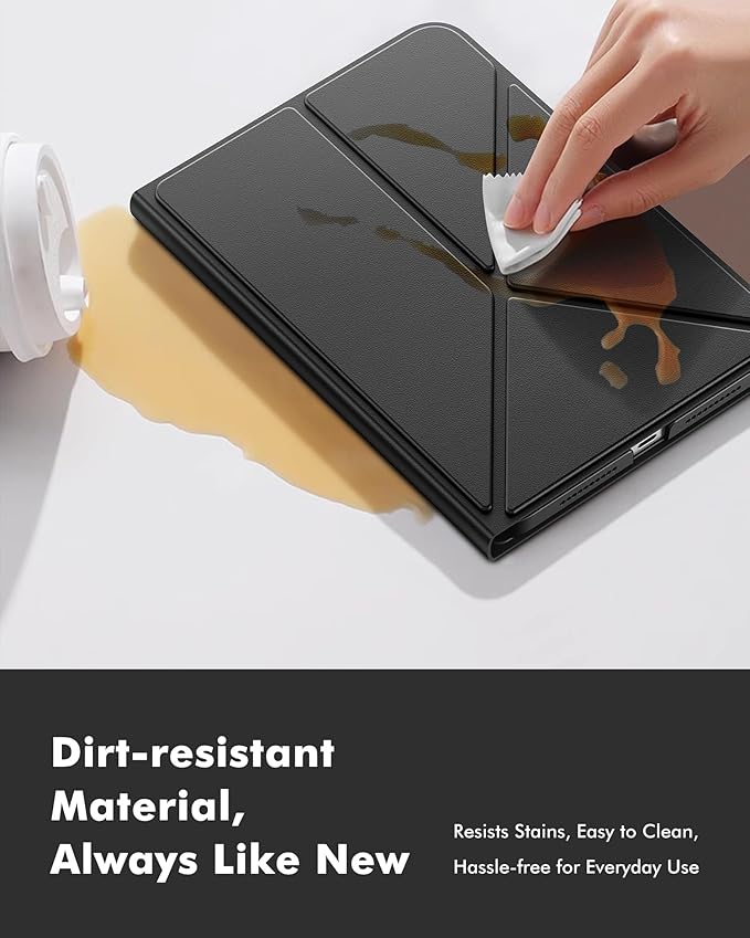 INFILAND Case for iPad mini 7 (A17 Pro) 2024 / iPad mini 6 2021, Magnetic Origami Slim Protective Case, Book-Style Foldable Cover with Pencil Holder, Multi-Angle Stand, Auto Wake/Sleep, Black