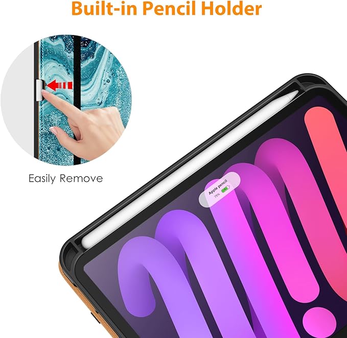 DTTO for iPad mini 7th (A17 Pro) 2024/iPad Mini 6th Generation Case 2021 8.3 Inch, Premium Leather Business Folio Stand Cover for Mini 7/6 with Pencil Holder-Multiple Viewing Angles, Sandy Wave