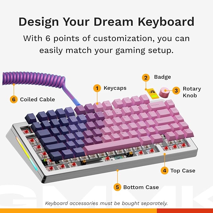Glorious Gaming - GMMK 3 PRO Barebones Custom Keyboard Kit w/Knob, Custom Modular Aluminum Body & Gasket System, Hotswappable 75% Keyboard, Sound Dampening Foam, Aluminum Switch Plate(Silver)