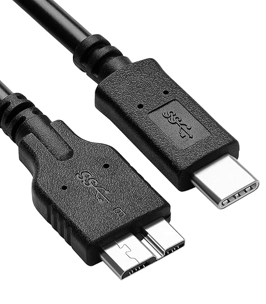 3.3FT USB 3.0 External Hard Drive Cord, Micro B to USB C for WD My Passport, Seagate, Toshiba, Canvio, LaCie, Compatible with iPhone 15, 16,17, PC, Mac, Samsung, LG, Moto, Pixel & Other USB-C Devices