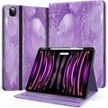 Zonefoker Case for New iPad Pro 12.9 inch 6th/5th/4th/3rd Generation 2022/2021/2020/2018, 12.9'' ipad Pro Leather Folio Protective Cover 6/5/4/3 Gen with Pencil Holder, Auto Wake/Sleep, Marble Purple