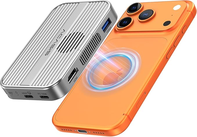 ACASIS 10Gbps Magnetic M.2 NVMe SSD Enclosure With 4K ProRes Recording M.2 EnclosureCompatible IPhone 17/16/15 Pro/Pro Max Magnetic SSD Enclosure with Cooling Fan For Video Editor/Blogger/Videographer