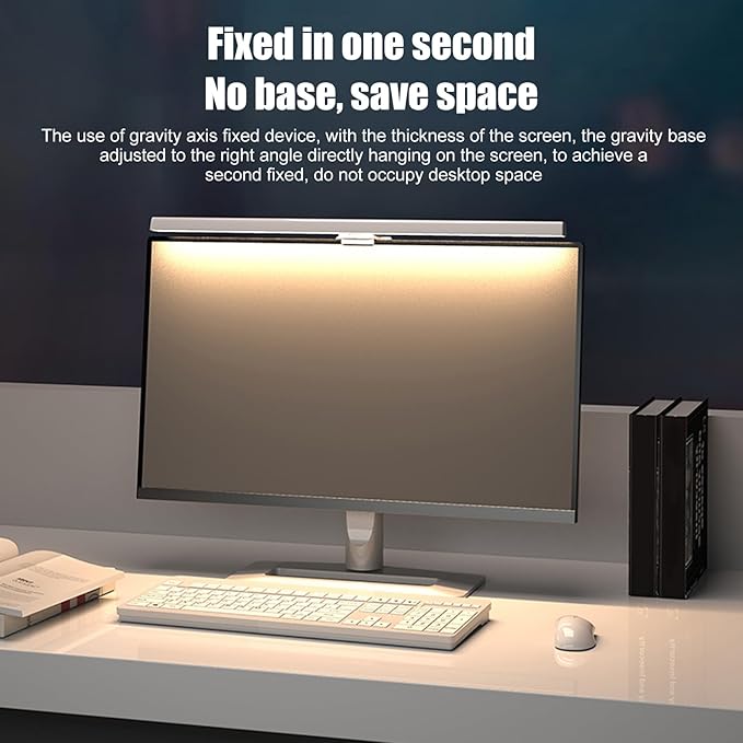 Dpofirs Computer Monitor Light Bar, Anti Glare Eye Caring LED Computer Monitor Lamp, Easy Installation, Support Infinite Dimming, Touch Control, USB Charging (White)
