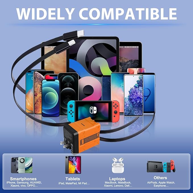 2 in 1 GaN Charger 120w, New Scalable Retractable 120w Fast Charger Module, All in 1 Foldable Charging Adapter Wall Plug for Phone, Tablet, Laptops (Black)