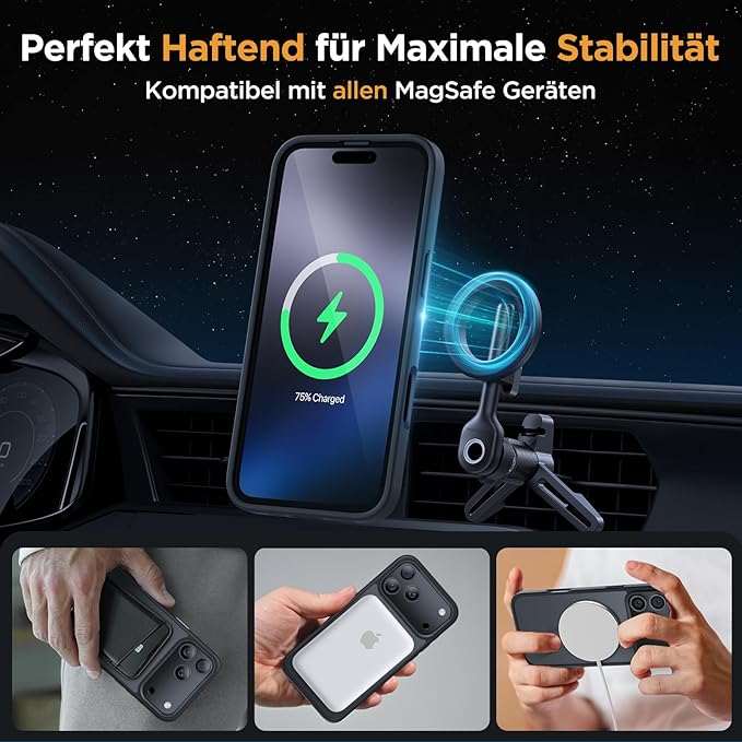 Miracase Magnetic for iPhone 17 Pro Case 6.3" with Screen Protector, [Compatible with MagSafe] Military-Grade Protection, Anti-Fingerprint, Slim Thin Phone Case for iPhone 17 Pro Cover, Black