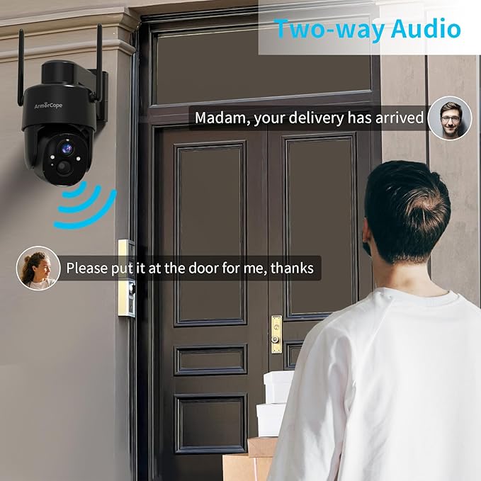 Armorcope 2Pack 2K HD Solar Security Cameras Wireless Outdoor, 360° PTZ View Outdoor Cameras for Home Security,Color Night Vision with Spotlight, 2-Way Audio,Motion Alarm, IP65 Waterproof