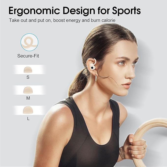 Wireless Earbuds, 2023 Bluetooth Headphones 5.3 Sport, 50H Ear buds with Earhooks, Dual LED Display, Bluetooth Earbuds, Bass Stereo Noise Cancelling Headphones, IP7 Waterproof Earphones, Off White