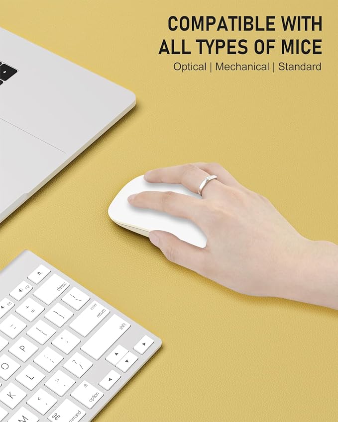 Desk Pad, 35.5" x 17" PU Leather Non-Slip Desk Mat Large Mouse Pad for Desktop, Waterproof Laptop Computer Writing Mat for Office, Home, Work, Gaming, Pale Yellow