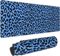 Blue Leopard Skin Print XL Large Mouse Pad with Stitched Edges Long Non-Slip Rubber Base Mousepad Laptop Keyboard Mat Desk Pad for Office Home Desk Decor, 31.5" X 11.8"