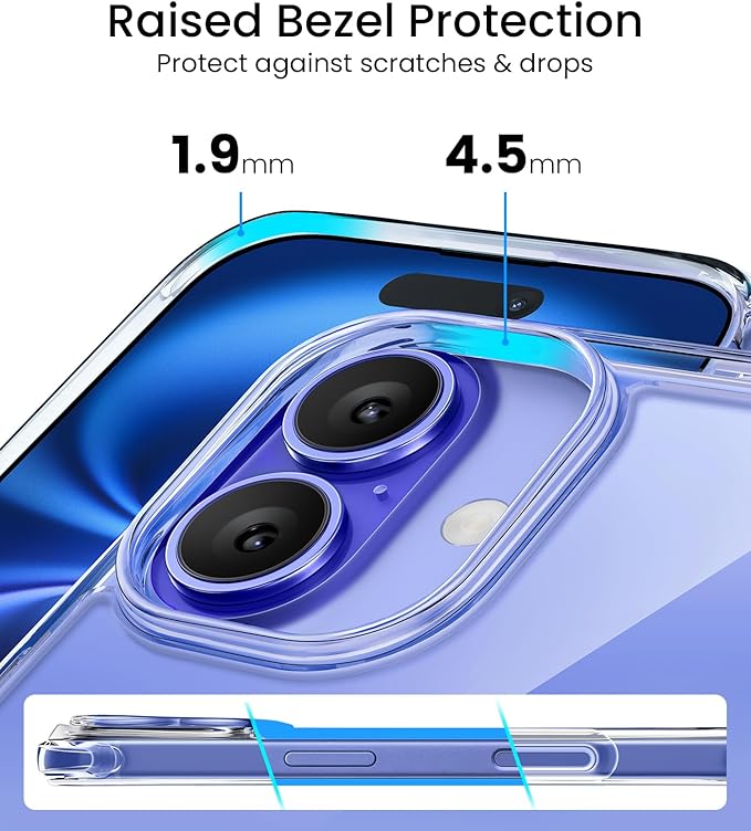 Mkeke Magnetic Designed for iPhone 16 Case Clear, [Compatible with Magsafe] [Not Yellowing] [Military-Grade Drop Protection] Clear Phone Cases for Apple iPhone 16 with Shockproof Bumper 2024