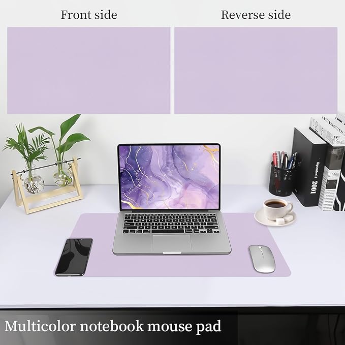 Bloss Purple Desk Mat, Double-Sided Leather Desk Pad, Desk Matt for Desktop, Waterproof Desk Pad Mat, Computer Mat for Office Work/Home/Decor/Desk Protector/Cover(23.6"x 13.8")