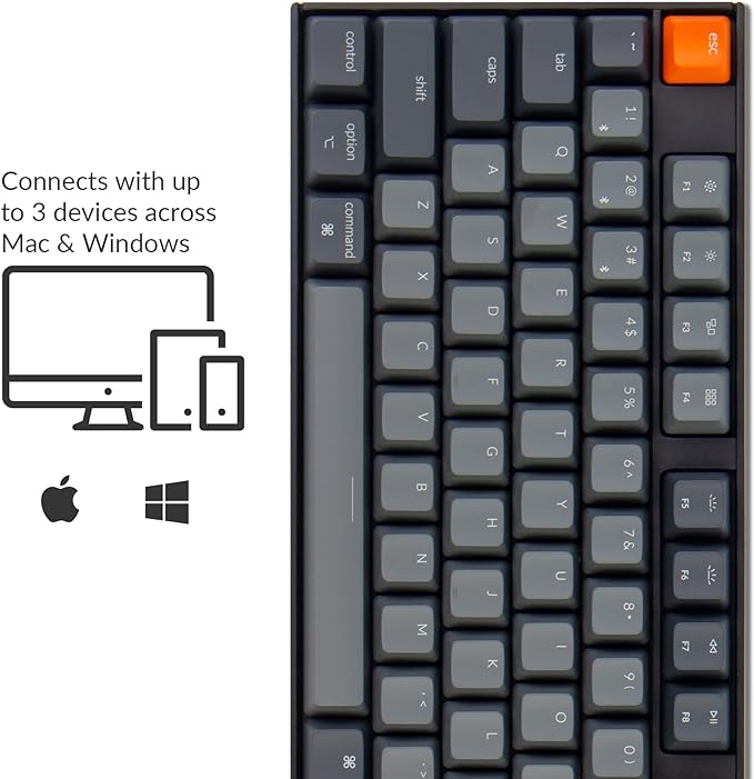 Keychron K10 Full Size 104 Keys Bluetooth Wireless Mechanical Gaming Keyboard for Mac Windows with Keychron Super Brown Switch, Multitasking/White LED Backlight/USB C Wired Computer Keyboard