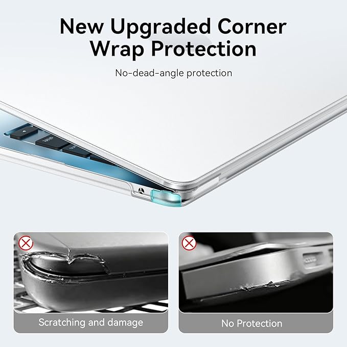 EooCoo Compatible with MacBook Air 13 inch Case M5 2026-2022 M4 M3 M2 Model A3449 A3240 A3113 A2681, Mac Air 13.6 inch Hard Shell & Keyboard Cover & Screen Film & Type-C, Frost Clear