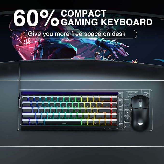 AULA Hero 68 HE 60% Gaming Keyboard Wired, Hall Effect Magnetic Switch Keyboard with 8K Hz Polling Rate, Side Printed PBT Keycaps, RGB Backlit Light Box, Customizable Web Software for PC/Mac Gamers
