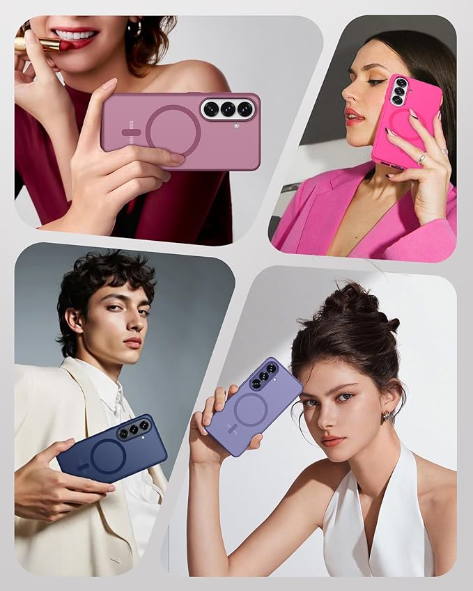 TOCOL for Samsung Galaxy S26 Case, Compatible with Magsafe, Full Camera Protection, Built-in Magnetic Ring, Drop Protection, Translucent Matte Phone Case for S26 6.3 inch (Hot Pink)