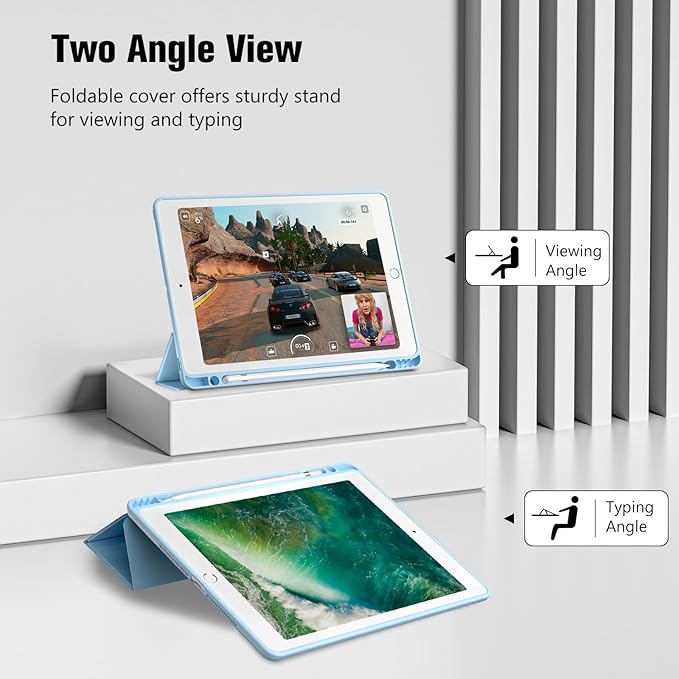 ProCase Smart Case for 10.5” iPad Air 3rd Generation 2019 / iPad Pro 2017, Slim Stand Cover with Pencil Holder Soft TPU Back for Air 3 -Sky Blue