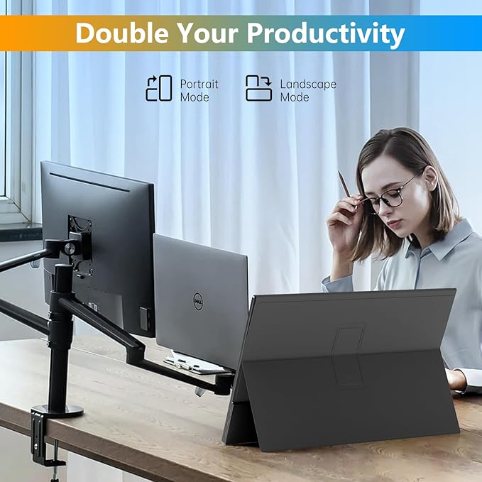 WGK Portable Monitor Narrow Edge 17.3” 1080P FHD 144Hz USB-C HDMI Gaming PC IPS HDR Screen for Travel PC Mac Phone Xbox PS5 Switch Laptop with Smart Cover and Built-in Speakers