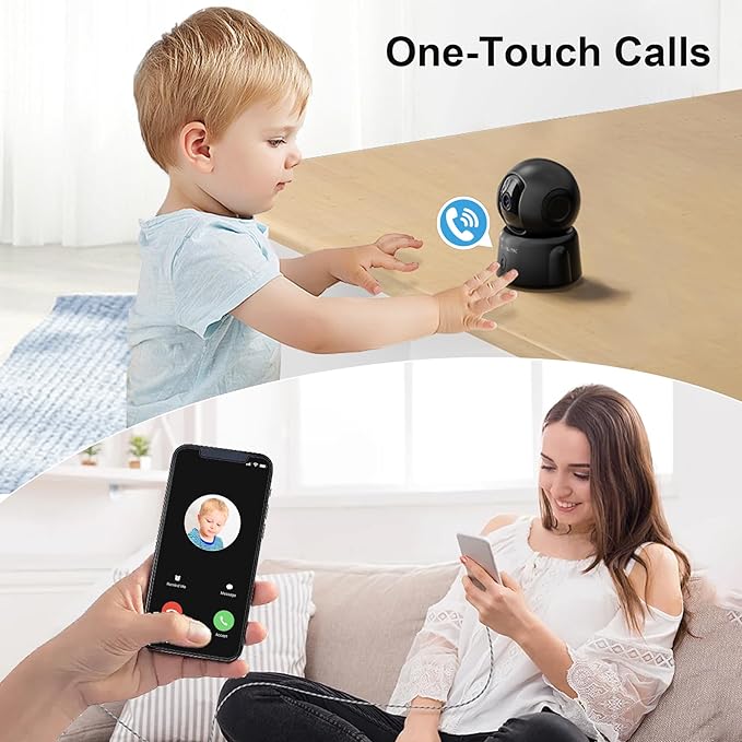 GOLSPARK Dog Pet Camera for Home Security 2K, 2.4GHz WiFi Camera Baby Monitor for Room with Motion Tracking Detection Night Vision, Two-Way Audio SD/Cloud Storage
