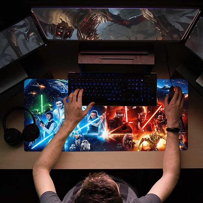 Large Gaming Mouse Pad XXL,Extended Large Gaming Mousepad,Desk Accessories,Office Supplies,Office Decor,Non-Slip Rubber Base and Stitched Edges Desk Pad for Computer Game Office Work,31.5"x15.7"