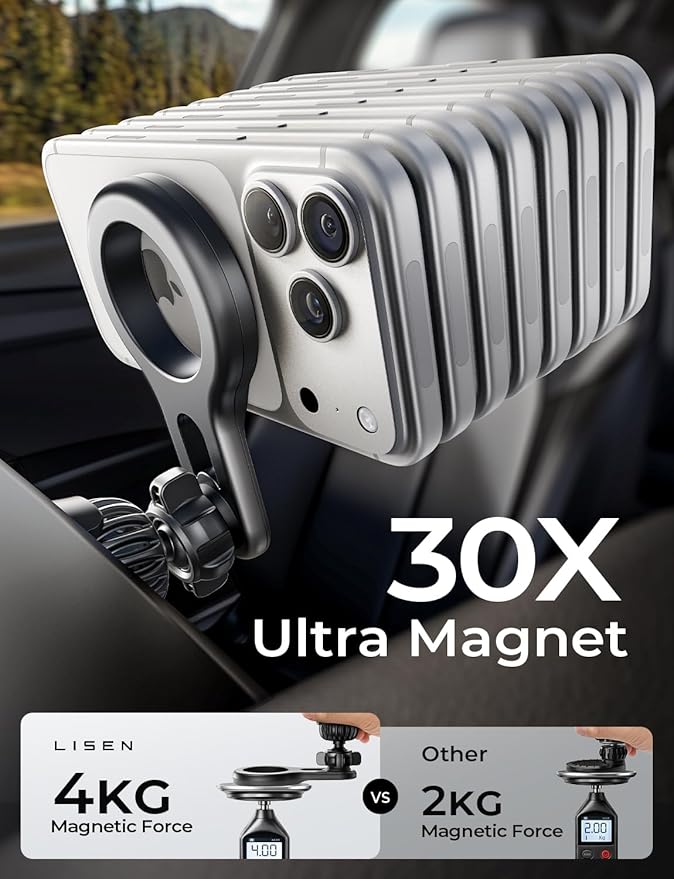 LISEN for MagSafe Car Mount, Magnetic Phone Holder for Car Air Vent Phone Mount, Hands Free Car Phone Mount Phone Holders for Your Car Accessories for Women Men for iPhone 17 Pro Max, Gifts for Mom