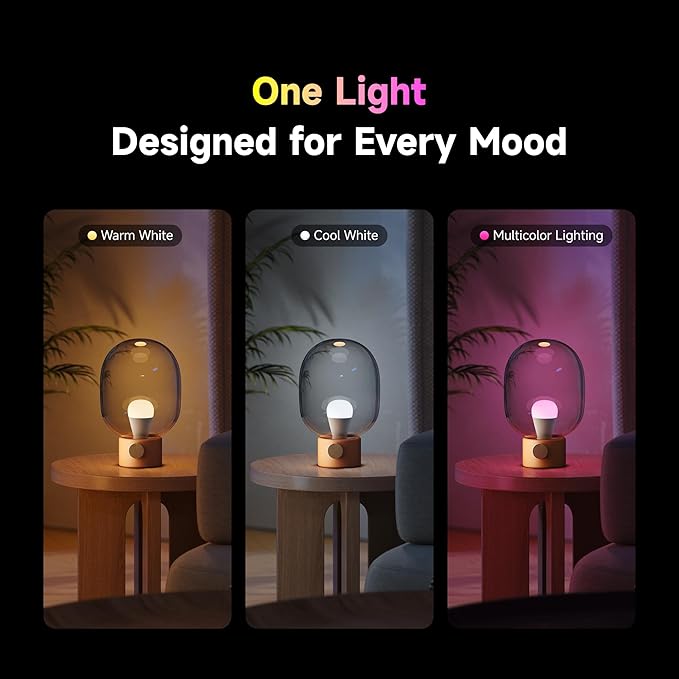 DREAME Smart Light Bulb, High CRI 90+ Color Changing LED, BLE+WiFi Dual Modes, 16 Million Colors 2700K-6500K, Works with Alexa & Google Home, Matter Compatible, A19 800LM 8.5W