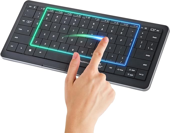 CLVX S Windows | Compact Touch On Keys & Gestures AI Keyboard | Bluetooth & USB-C | Low-Profile Silent Scissor Keys | Interactive RGB | Aluminum Chassis | Compatible with Windows/Linux/Android