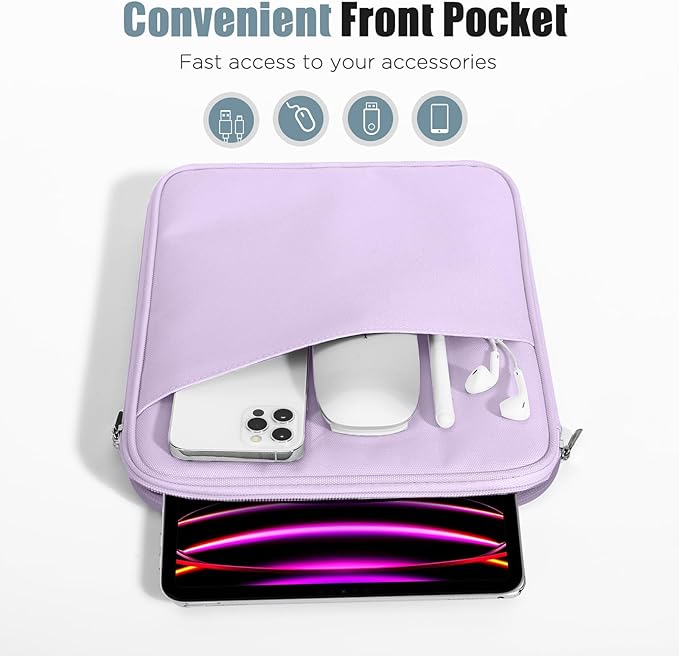 TiMOVO 13 Inch Tablet Sleeve with Pocket for iPad Air 13" M3 2025, iPad Pro 13"/12.9", Galaxy Tab S9/S10 Plus/S9 FE+ 12.4", Remarkable Paper Pro 11.8", Purple Lavender