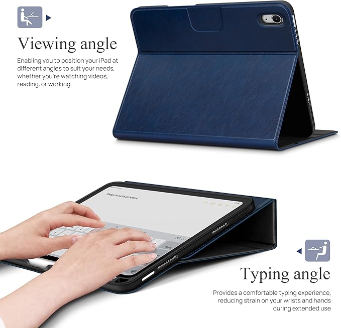 auaua Case for iPad mini 7 (A17 Pro), iPad mini 7th/6th Generation (2024/2021 8.3-inch), with Front Pocket Pencil Holder, Typing Angle Muti-Stand Magnetic Closure Auto Sleep/Wake (Blue)