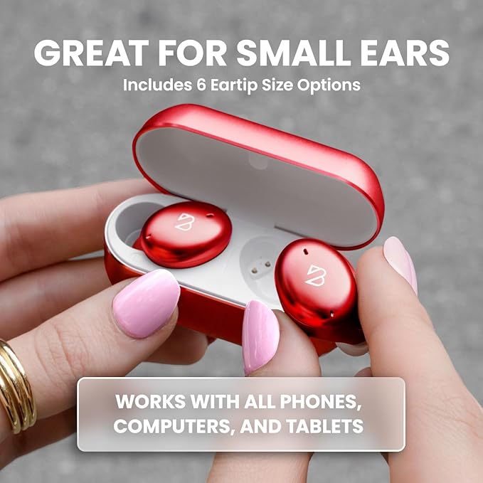 Back Bay Audio Tempo 30 Wireless Earbuds for Small Ears - Award-Winning Sound, Sweatproof Bluetooth Earbuds, Tech Fitness Gifts for Men, Comfortable Bluetooth Ear Buds for Women - Red