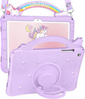 Wazzasoft for Samsung Galaxy Tab A9 Plus Case 11" - Girls Cute Girly Cartoon Kawaii Pretty Purple Unique Design Silicone Cover with Rotating Stand & Strap Women Funda for Samsung A9 Plus Tablet Case