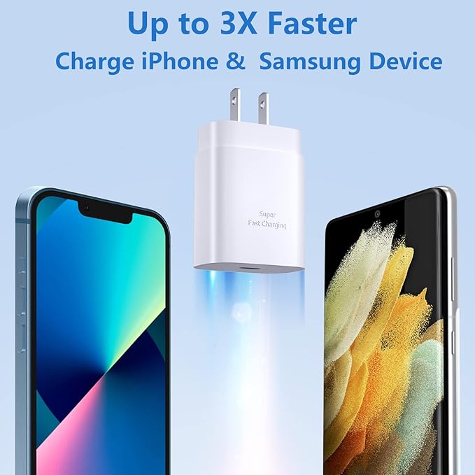 USB C Charger Block, Costyle 3 Pack 25W Super Fast Charger Type C Charging Block Compatible iPhone 15/14/13/12 Mini/11 Pro Max/XS/XR/SE/iPad Pro, Samsung S25/S24/S23/S22 Ultra/S21 Plus/S20 FE-White