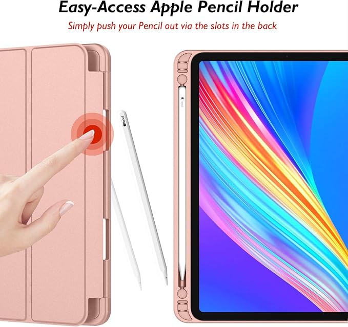 iMieet iPad Pro 13 Inch Case (M5/M4) 2025/2024 with Pencil Holder, Trifold Stand Smart Case with Soft TPU Back, Auto Wake/Sleep (Rose Gold)