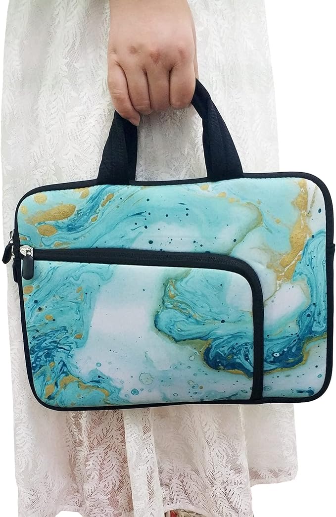 14 15 15.4 15.6 inch Laptop Handle Bag Computer Protect Case Holder Notebook Sleeve Neoprene Cover Soft Carrying Case with Extra Pockets for Dell Lenovo Toshiba HP Chromebook ASUS Acer(Vast Ocean)