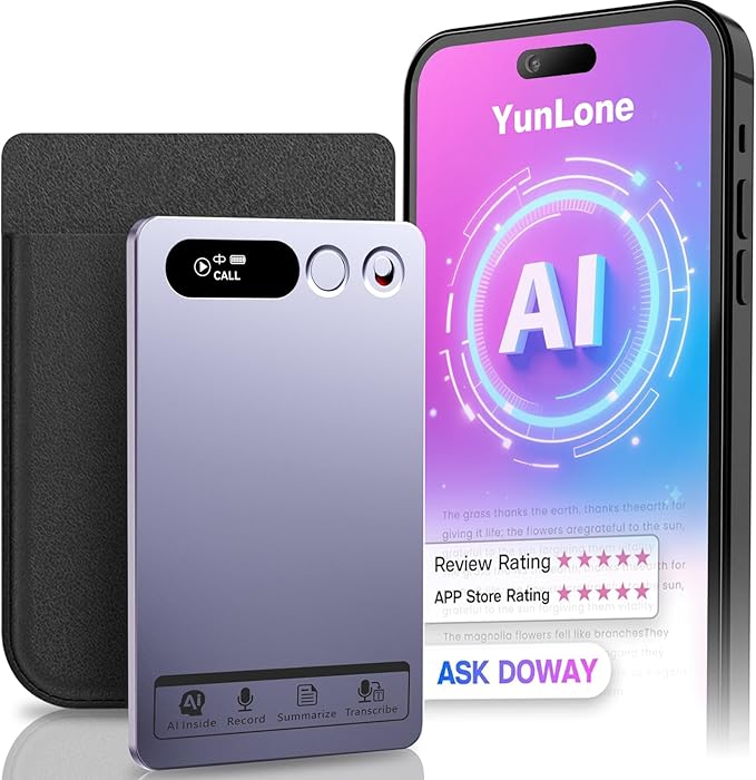 AI Voice Recorder, Note Voice Recorder Transcribe & Summarize with AI Technology, App Control Supports 152 Languages, Magnetic Case 64GB Memory Audio Recorder for Lectures, Meetings, Interviews, Calls