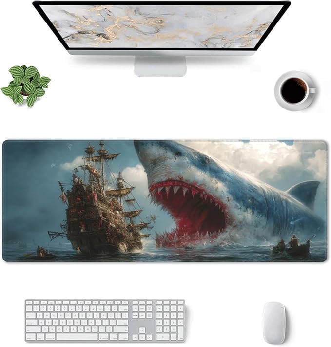 Fish Mouse Pad Extended Large Gaming Mouse Pad XL Stitched Edges for Gamer Home Office 31.5 X 11.8 Inch