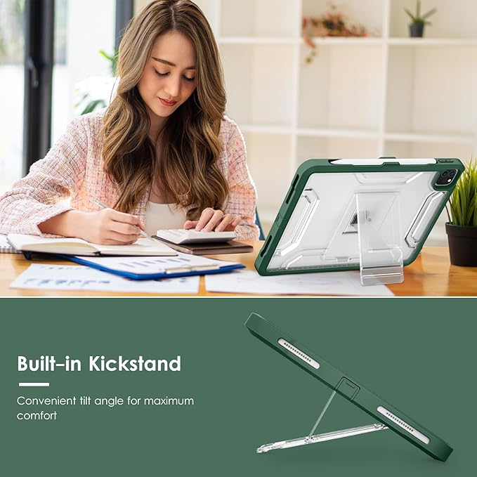 VIKESI iPad Pro 11 inch Case (2018-2022 Released), TPU Shockproof Frame, Matte Frosted Back, Midnight Green, Portable Electronic Device Cover